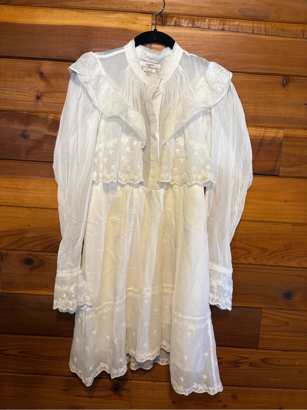 White Embroidered Cotton Prairie Dress by Isabel Marant
